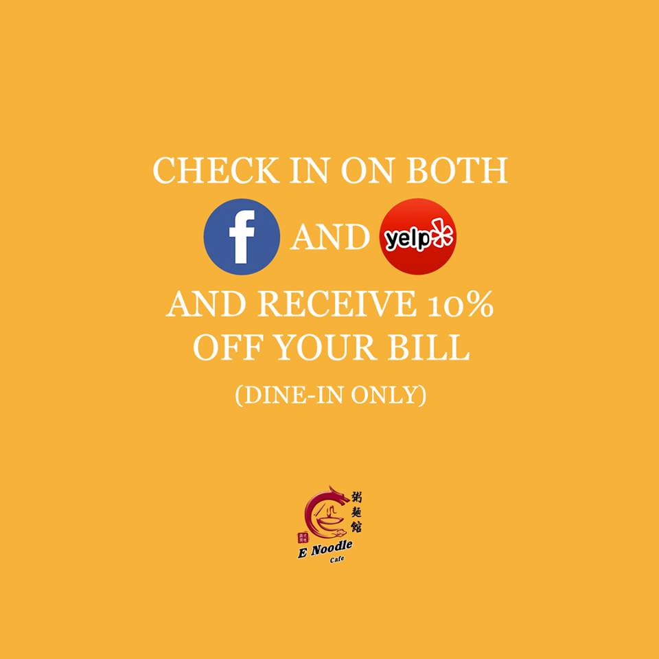 Check in on Facebook and receive a discount