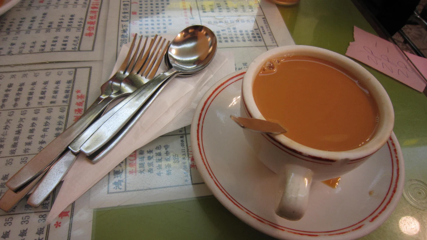 Milk tea in a Hong Kong cafe, photographed in 2011