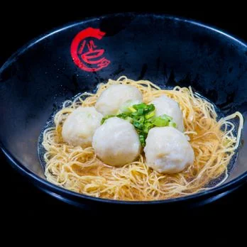 Archive photo of a noodle bowl with round toppings